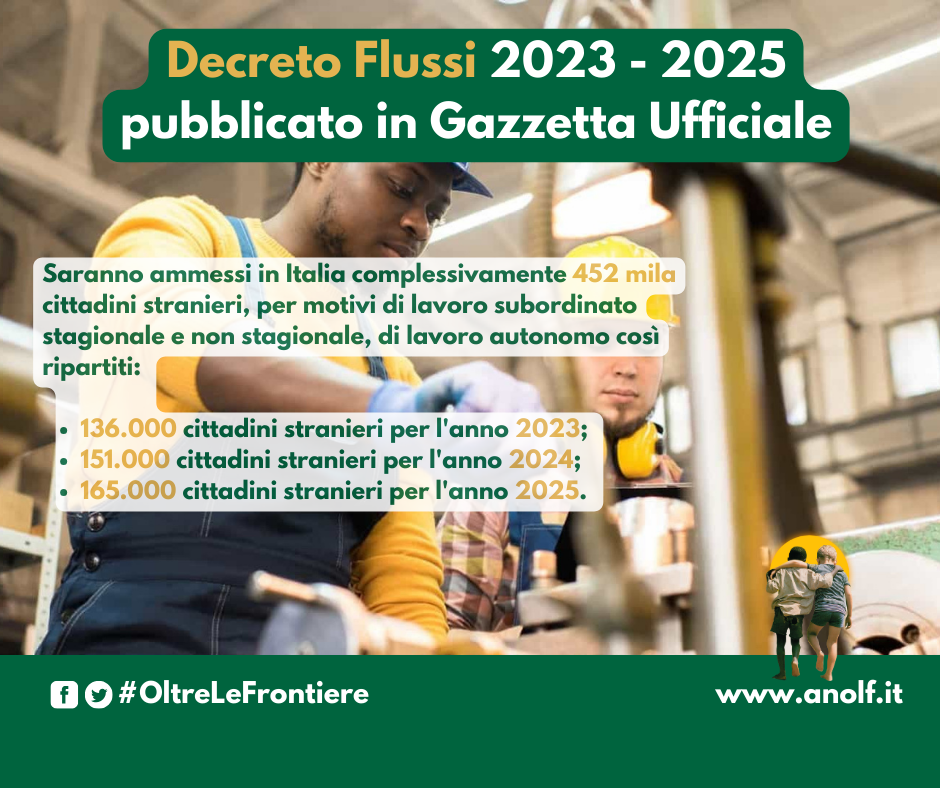 Decreto Flussi 2023 2025, pubblicato in Gazzetta Ufficiale.